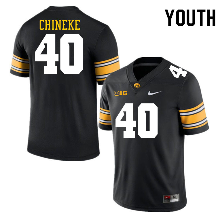 Youth #40 Chima Chineke Iowa Hawkeyes College Football Jerseys Stitched-Black